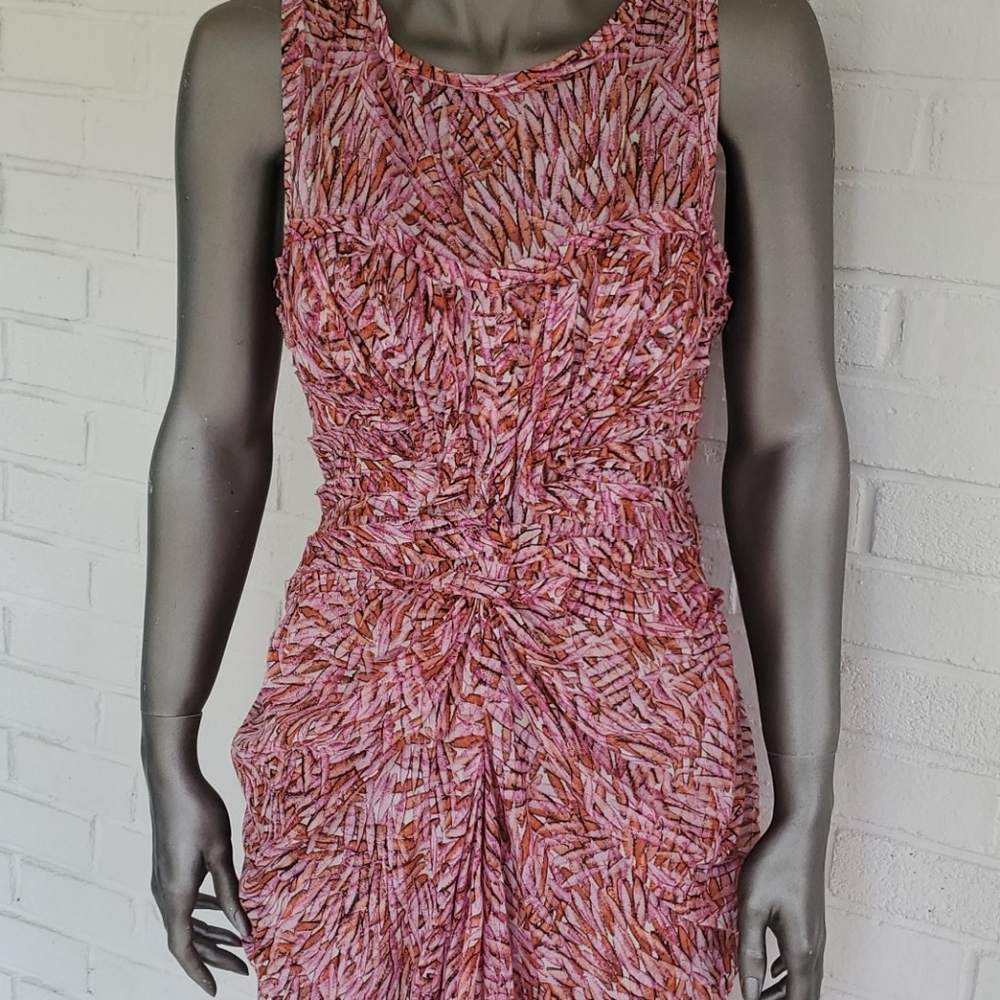 Bcbg Multi Colored Lightweight Rouched Dress - image 1